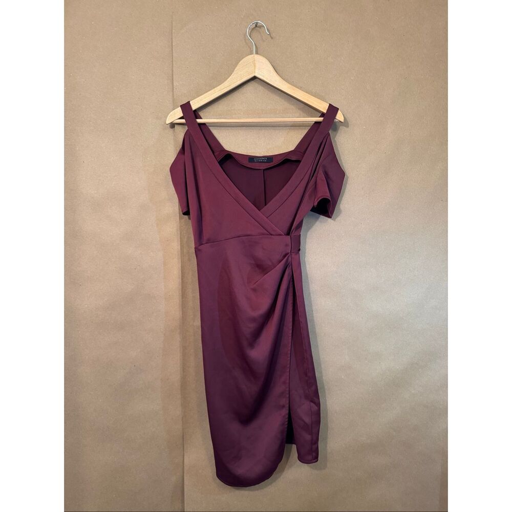 AllSaints Cadia Wrap Cold Shpulder Dress